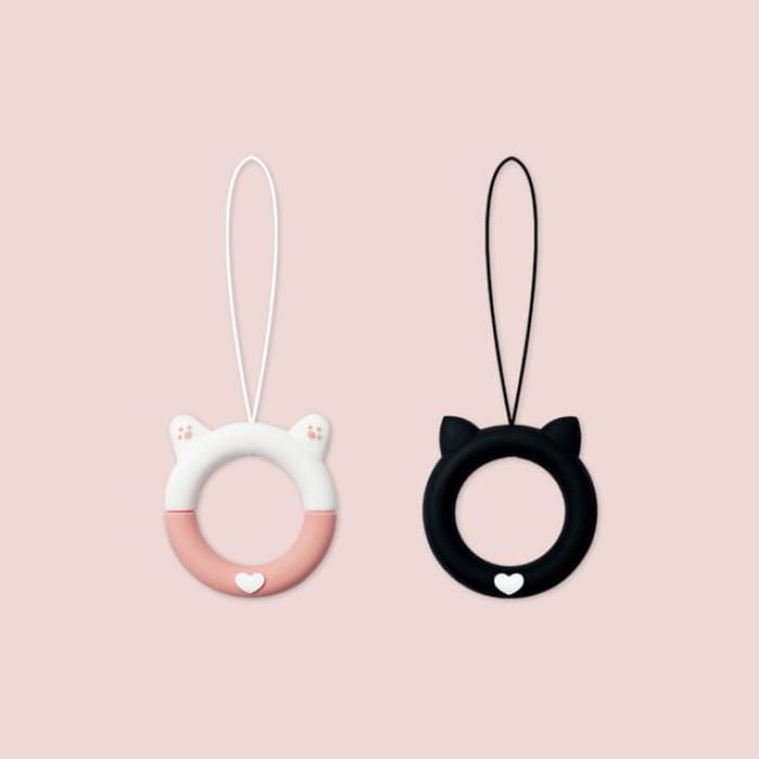 Cat Silicone Phone Charm / Set - 240406 - of 2 Pcs - White