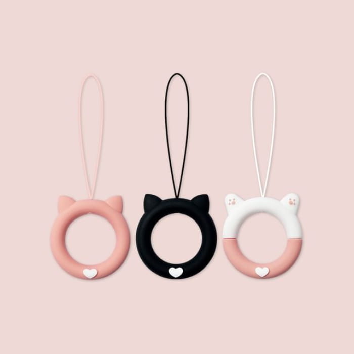 Cat Silicone Phone Charm / Set - 240406 - of 3 Pcs - Pink &