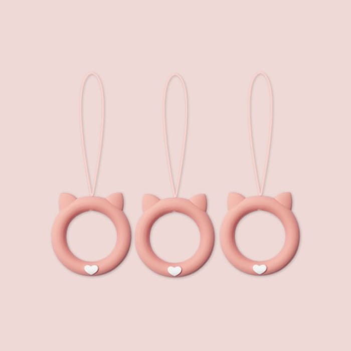 Cat Silicone Phone Charm / Set - 240406 - of 3 Pcs - Pink