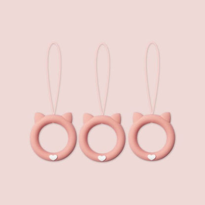 Cat Silicone Phone Charm / Set - 240406 - of 3 Pcs - Pink