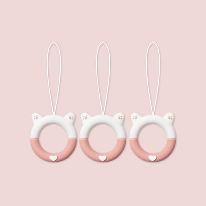 Cat Silicone Phone Charm / Set - 240406 - of 3 Pcs - White