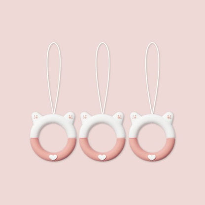 Cat Silicone Phone Charm / Set - 240406 - of 3 Pcs - White