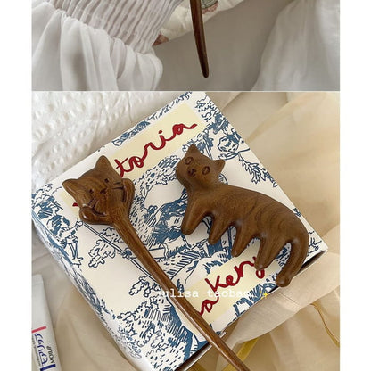 Cat Wooden Hair Stick