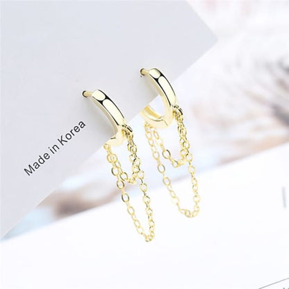 Chain Alloy Dangle Earring - 1 Pair - Gold / One Size