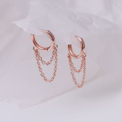 Chain Alloy Dangle Earring - 1 Pair - Rose Gold / One Size