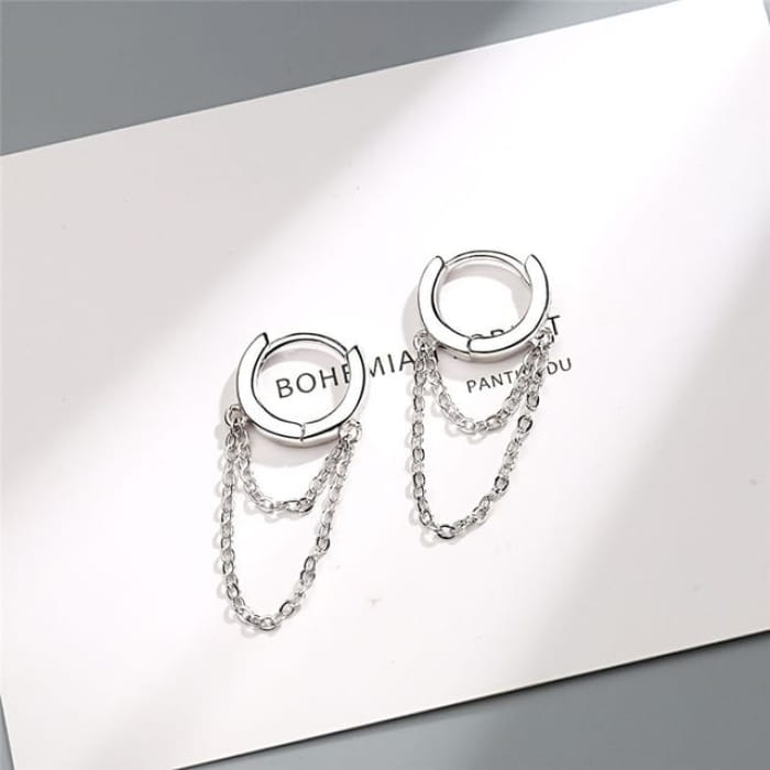 Chain Alloy Dangle Earring - Silver / One Size