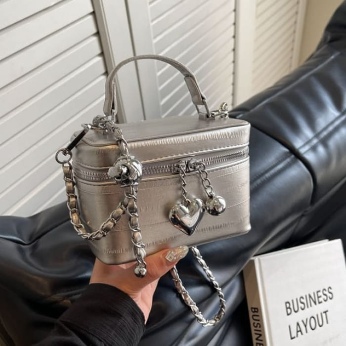 Chain Strap Faux Leather Crossbody Bag