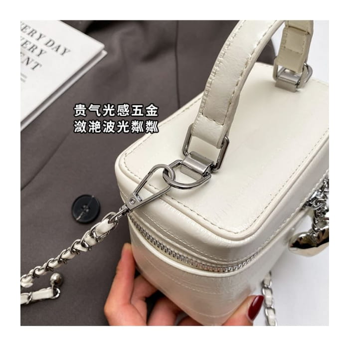 Chain Strap Faux Leather Crossbody Bag