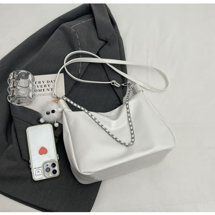 Chain Strap Faux Leather Crossbody Bag / Charm / Set