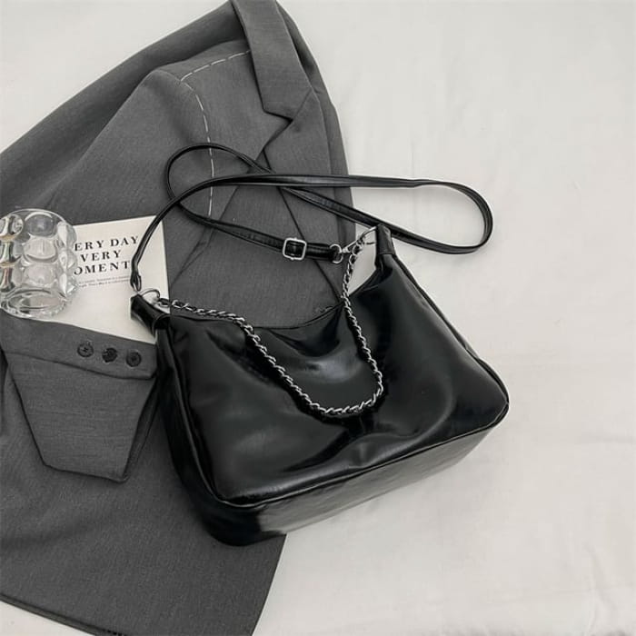 Chain Strap Faux Leather Crossbody Bag / Charm / Set