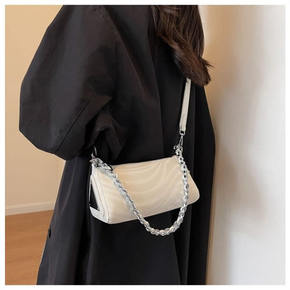 Chain Strap Triangle Faux Leather Crossbody Bag