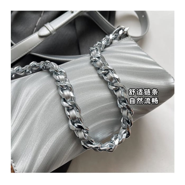 Chain Strap Triangle Faux Leather Crossbody Bag