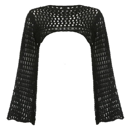 Charming Hollow Shrug Top - Free Size / Black - Tops