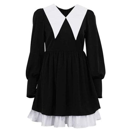 Charming Mini Black Collar Dress - S / Dresses