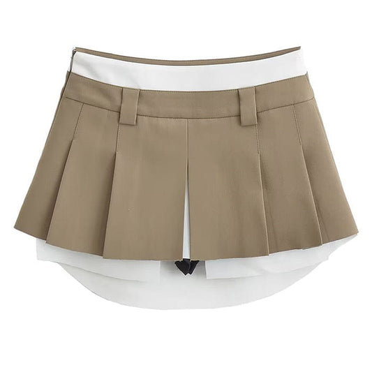 Charming Mini Pleated Skirt - S / Beige / Without Belt