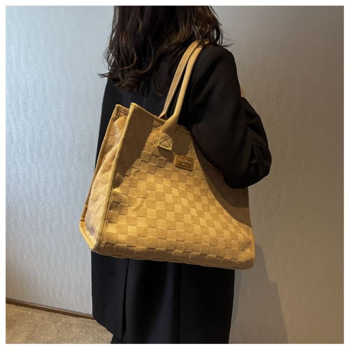 Checkerboard Applique Tote Bag