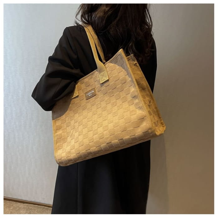 Checkerboard Applique Tote Bag