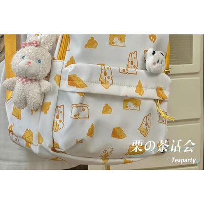 Cheese Print Backpack / Charm / Set - backpack