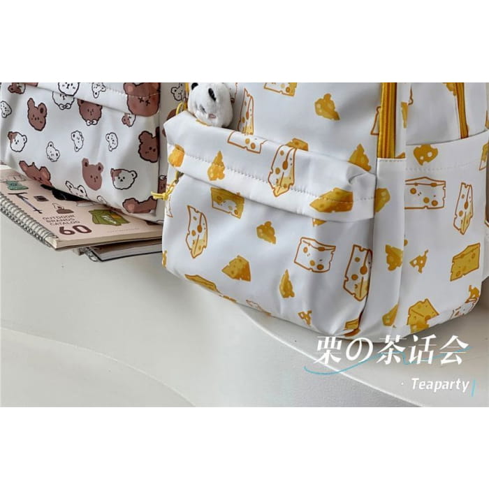 Cheese Print Backpack / Charm / Set - backpack