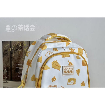 Cheese Print Backpack / Charm / Set - backpack