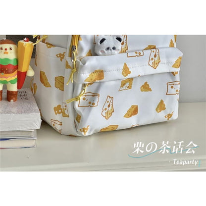 Cheese Print Backpack / Charm / Set - backpack