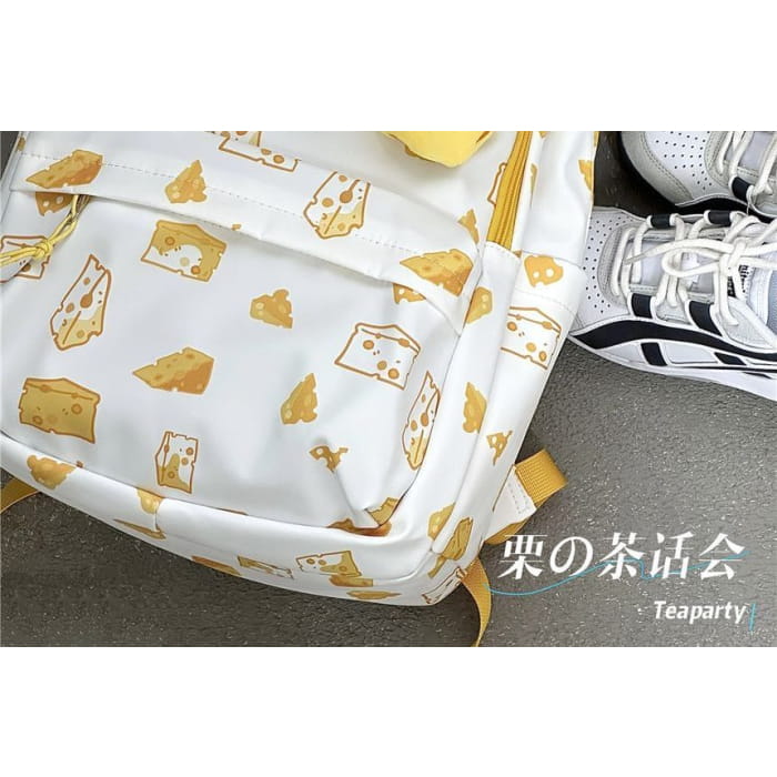 Cheese Print Backpack / Charm / Set - backpack