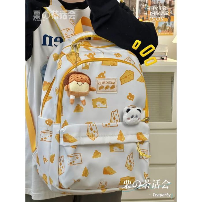 Cheese Print Backpack / Charm / Set - With Chocolate Toast