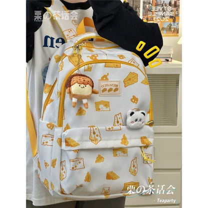 Cheese Print Backpack / Charm / Set - With Chocolate Toast