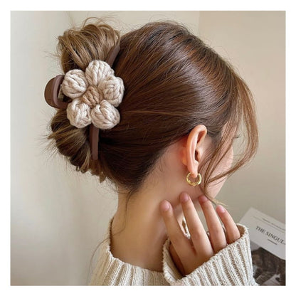 Chenille Flower Accent Hair Clamp