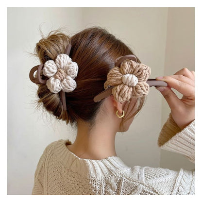 Chenille Flower Accent Hair Clamp