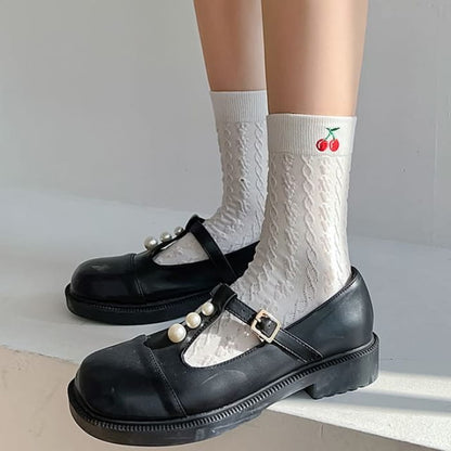 Cherry Embroidered Socks