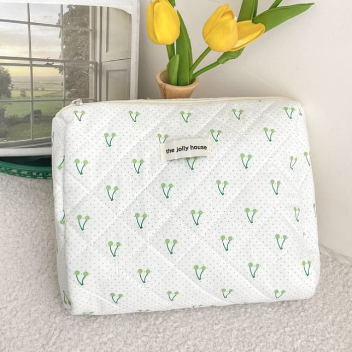 Cherry Makeup Bag / Clutch - Green / One Size