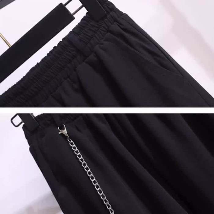 Chic Chain Pocketed Polo T-Shirt Casual Cargo Pants