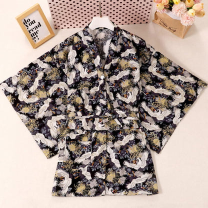 Chic Cotton Crane Print Pajamas