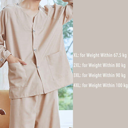 Chic Cotton Solid Color Button Cardigan Pajamas Set - Men B