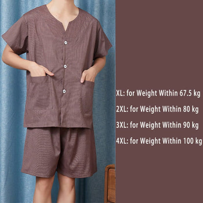 Chic Cotton Solid Color Button Cardigan Pajamas Set - Men E