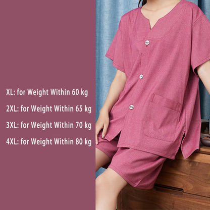 Chic Cotton Solid Color Button Cardigan Pajamas Set - Women