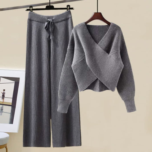 Chic Cross Sweater Knit Casual Pants - Set A / M