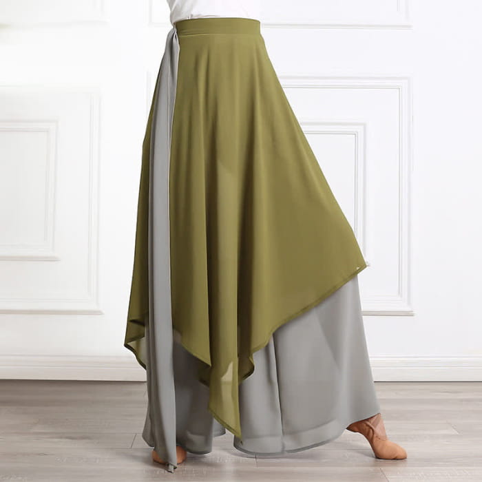 Chic High Waist Lace Up Flowy Wide Leg Casual Pants - Green