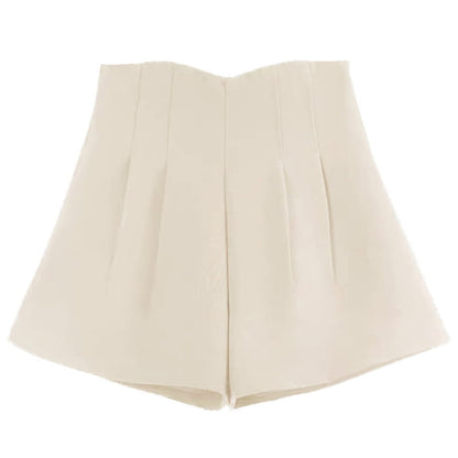 Chic Pure Color Wide Leg Shorts - Apricot / M