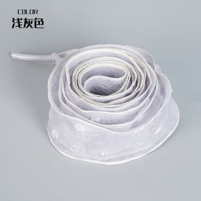 Chiffon Bow Ribbon Shoelaces - Light Gray / 120cm