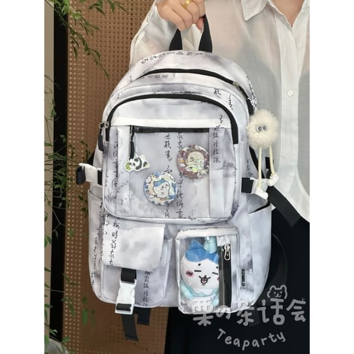 Chinese Character Print PVC Panel Laptop Backpack / Bag