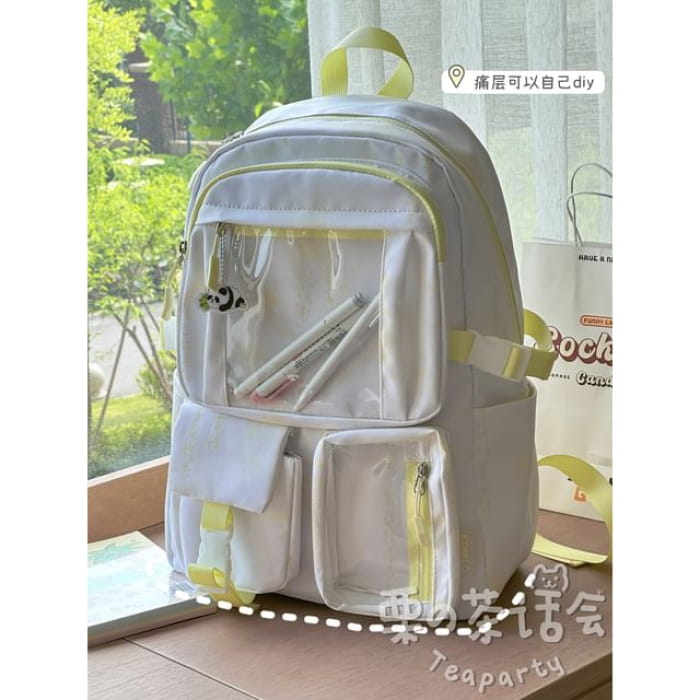 Chinese Character Print PVC Panel Laptop Backpack / Bag