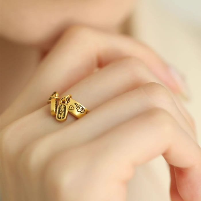 Chinese Characters Cloud Pendant Alloy Open Ring