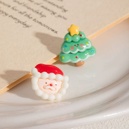 Christmas Cartoon Asymmetrical Resin Stud Earring - 1 Pair