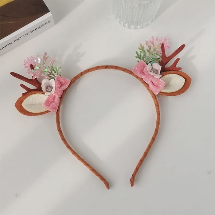 Christmas Deer Horn Party Headband - Pink / One Size