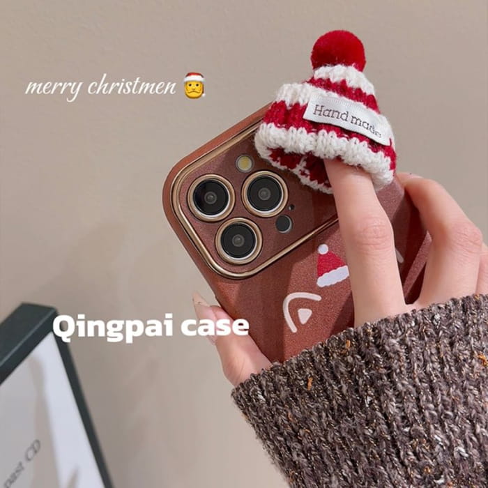 Christmas Dog Phone Case / Mini Knit Beanie Adhesive