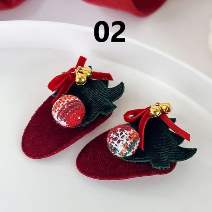 Christmas Fabric Hair Clip / Headband / Set - 02 - Red