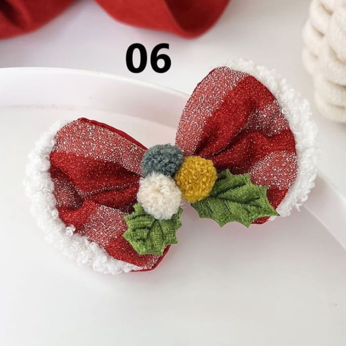 Christmas Fabric Hair Clip / Headband / Set - 06 - Red