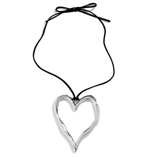 Chunky Big Heart Necklace - Standart / Silver